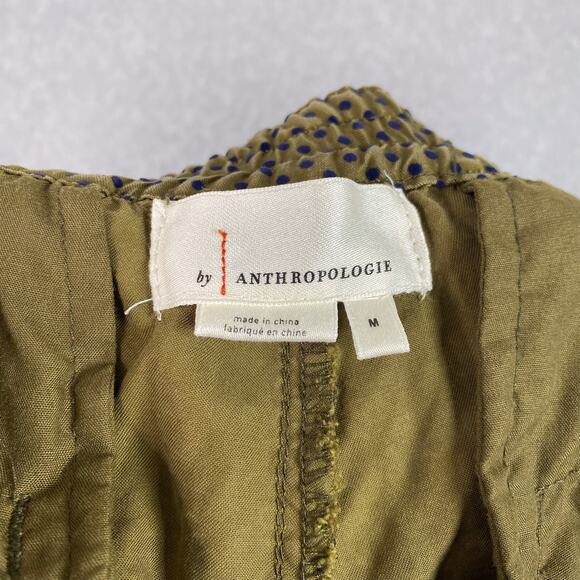 Anthropologie Green Polka Dot Flocked High Waisted Joggers Size Medium - Picture 10 of 11